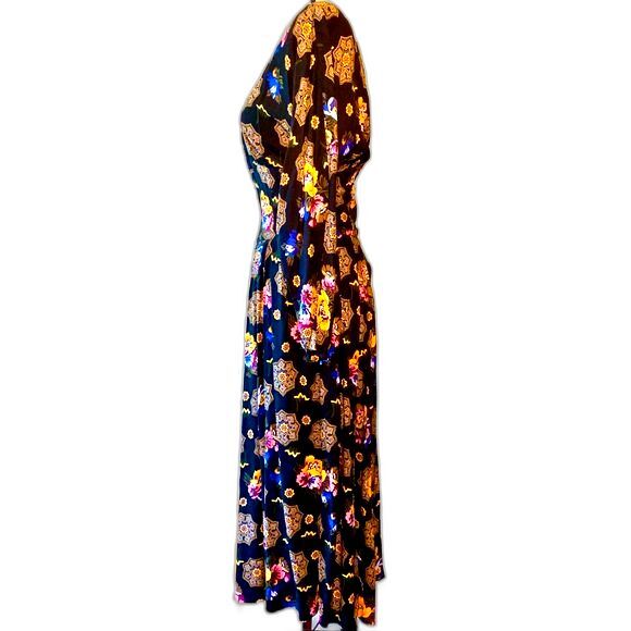 Vintage 80s Maggie Lawrence Midi Dress Sz XS - Picture 2 of 6